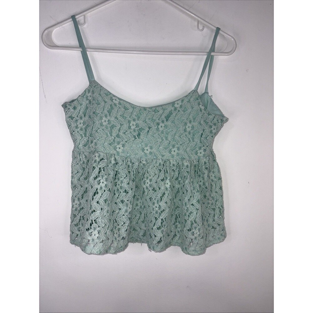 Arden B, Laced Babydoll Camisole TOP Mint Green Small Straps‎ Back